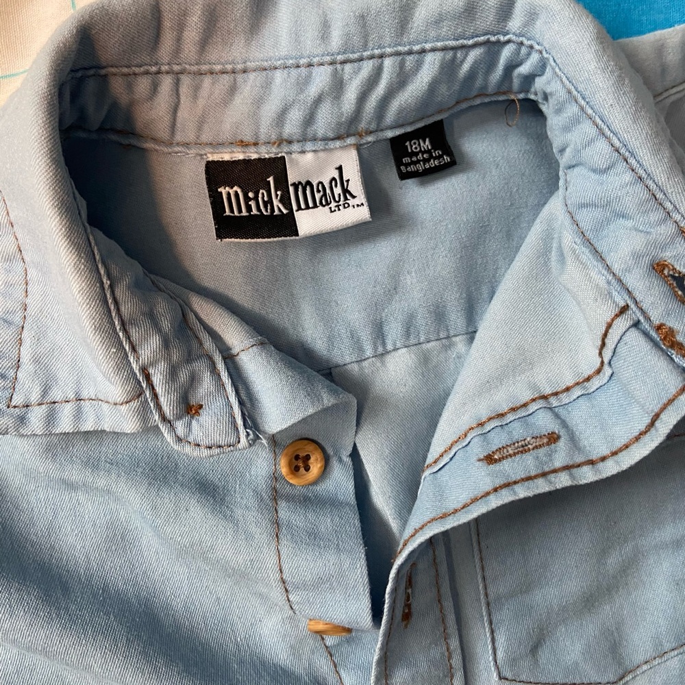 Light Blue Denim Button Up Shirt by Mick Mack 18M